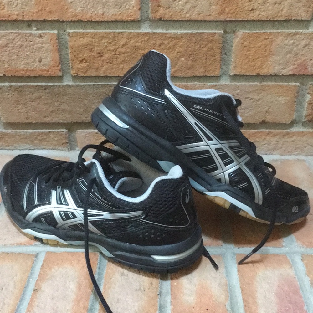Asics GelRocket Black/Silver Volleyball Shoes Size 6 Gem